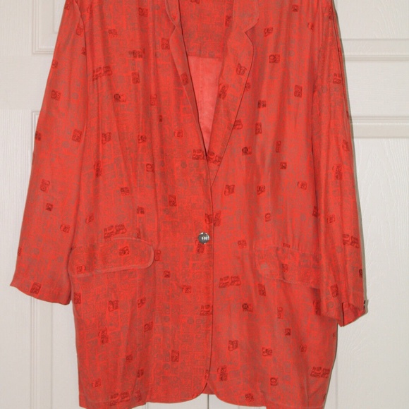 Out Of The Blue Women's Orange 100% Silk Jacket Size-L - Picture 3 of 7